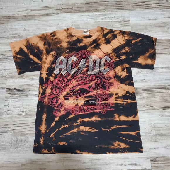 ACDC Black Ice Tour Shirt Reverse Tye Dye Shirt Size Small Hand Tye Dyed - Picture 1 of 4
